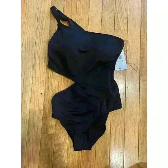 Michael Kors Women's One-Shoulder Black Swimsuit Size 8 - Picture 5 of 5